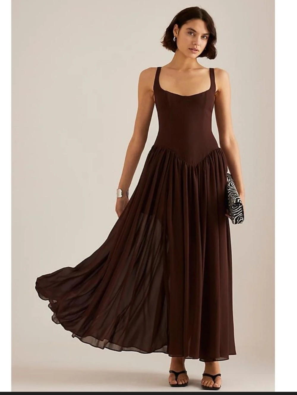 Bardot Chocolate Brown Maxi Dress - Picture 2 of 9